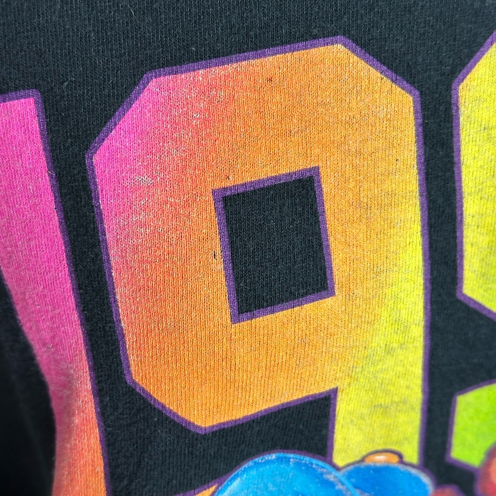 Lisa Frank Black Long Sleeve Tee with Neon Rainbow 1993 Bear Graphic - Picture 4 of 13